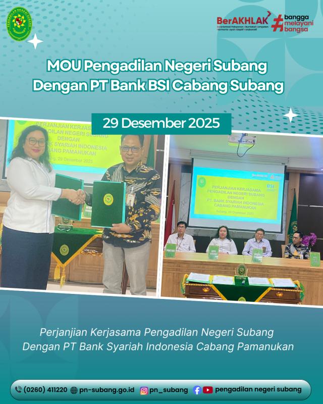 MOU PN Subang dengan PT. BSI Cab. Subang MOU PN Subang dengan PT. BSI Cab. Subang