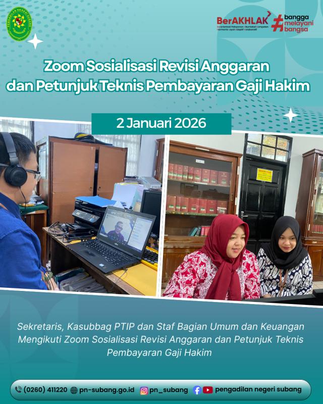 Zoom Sosialisasi Revisi Anggaran dan Petunjuk Teknis Pembayaran Gaji Hakim Zoom Sosialisasi Revisi Anggaran dan Petunjuk Teknis Pembayaran Gaji Hakim