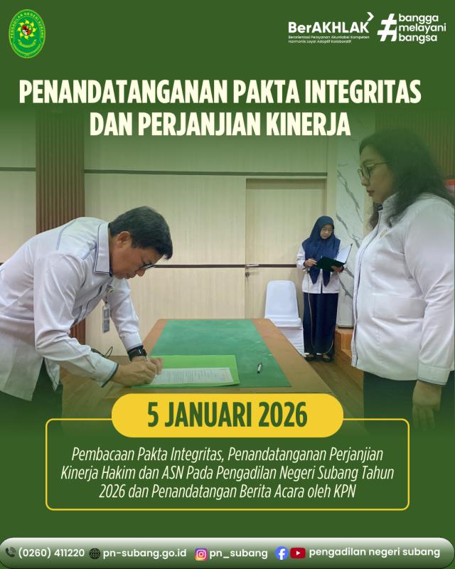 Penandatangan Pakta Integritas dan Perjanjian Kinerja Th 2026 Penandatangan Pakta Integritas dan Perjanjian Kinerja Th 2026