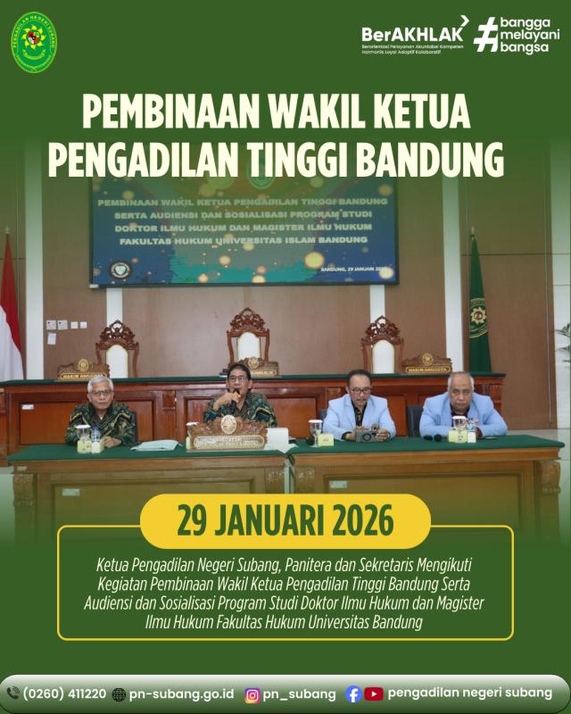 Pembinaan Wakil Ketua Pengadilan Tinggi Bandung Pembinaan Wakil Ketua Pengadilan Tinggi Bandung