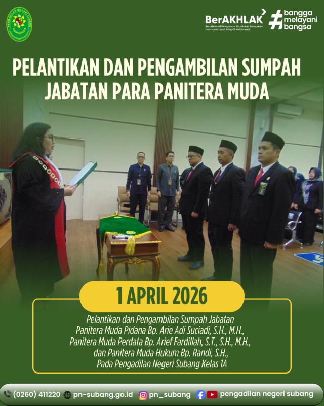 Pelantikan dan Pengambilan Sumbah Jabatan Para Panitera Muda Pelantikan dan Pengambilan Sumbah Jabatan Para Panitera Muda