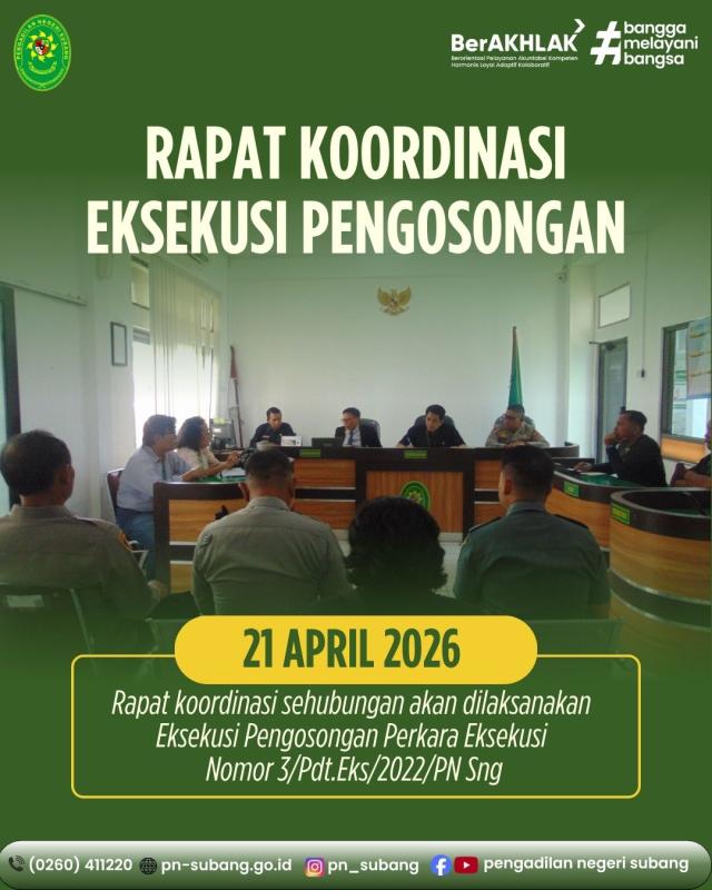 Rapat Koordinasi Eksekusi Pengosongan Rapat Koordinasi Eksekusi Pengosongan