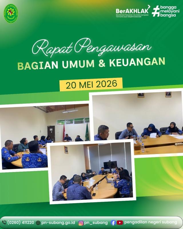 Rapat Pengawasan Bagian Umum dan Keuangan Rapat Pengawasan Bagian Umum dan Keuangan