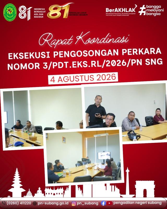 Rapat Koordinasi Eksekusi Pengosongan Rapat Koordinasi Eksekusi Pengosongan
